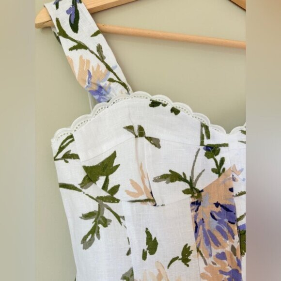 NEW Reformation Anatolia Linen Corset Two Piece Serenity White Floral US 4 UK 8 - Picture 12 of 15